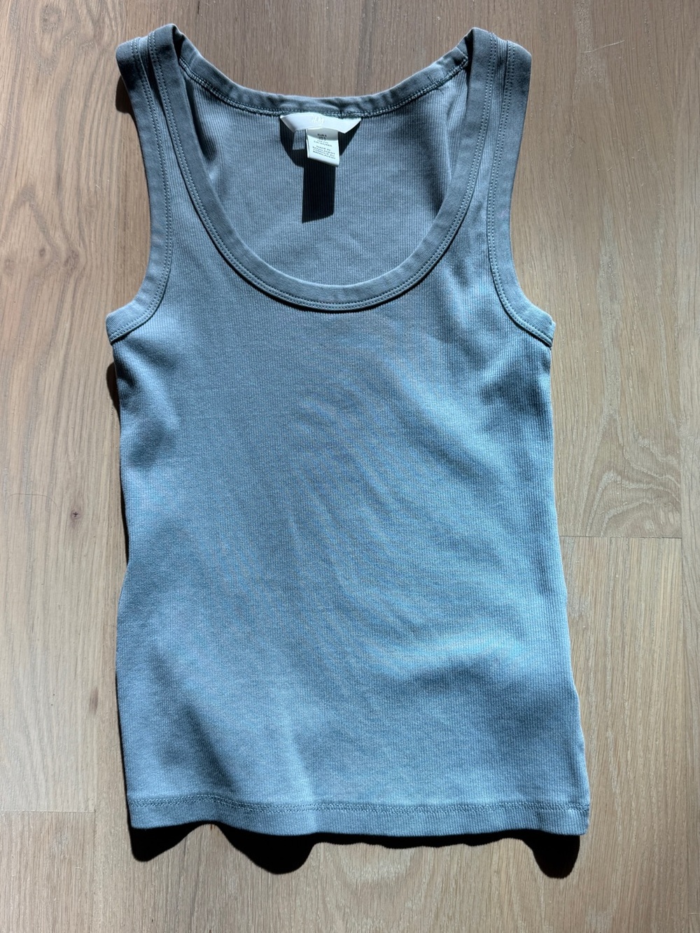 H&M Sage Green Fitted Ribbed Tank Top